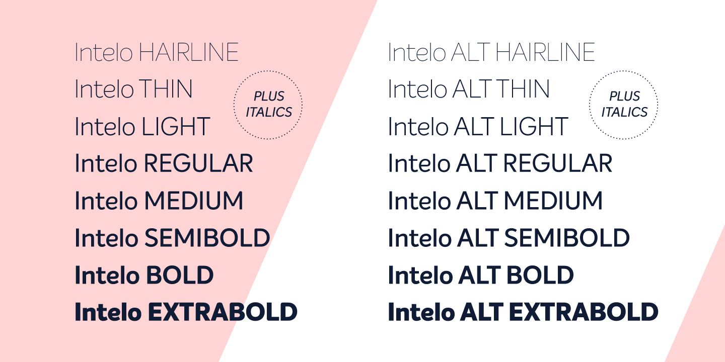 Пример шрифта Intelo SemiBold Italic